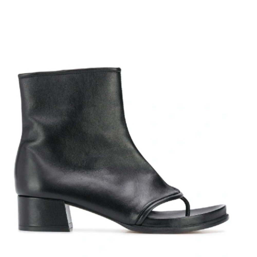 Loewe Black Leather Open-Toe Ankle Bootie